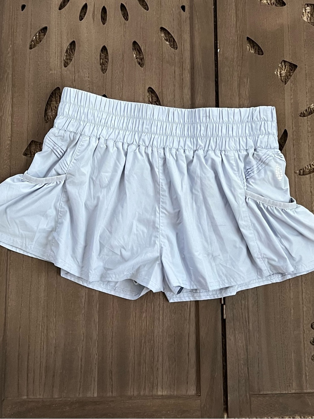 Free People Pale Blue Athletic Shorts with Elastic Waist